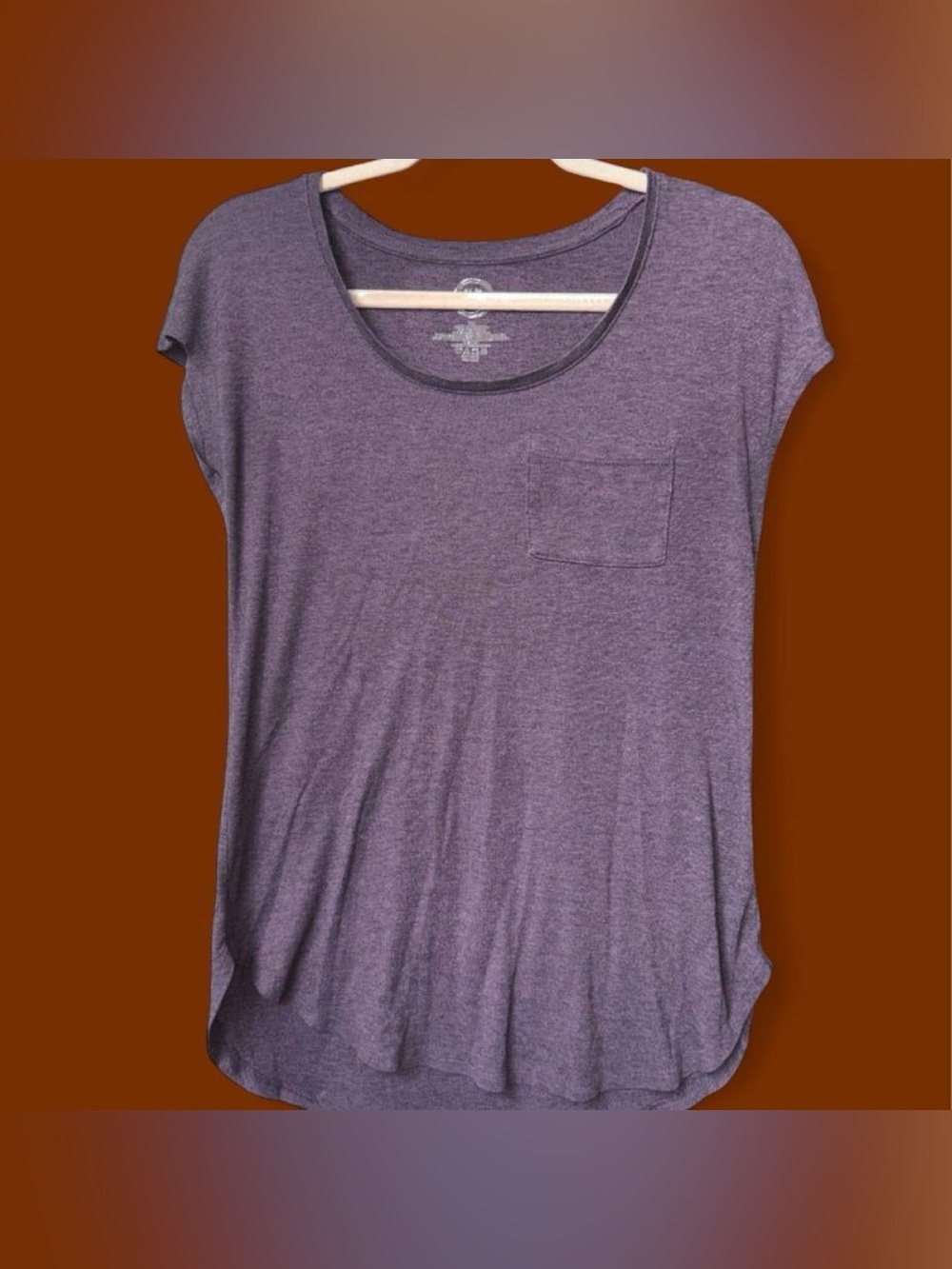 Maurices Heathered Purple Scoop Pocket Tee